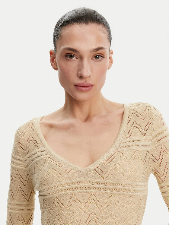 Guess Guess Трикотажна сукня W5GK48 Z3E22 Бежевий Slim Fit