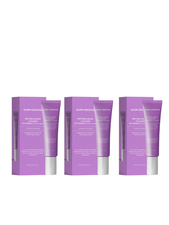 Glow Cocktail Glow Cocktail 3 x krem pod oczy Restore & Revive Collagen 15 ml Zestaw do pielęgnacji skóry