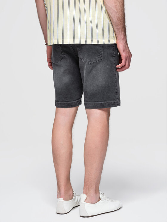 Ombre Ombre Szorty jeansowe OM-SRDS-0192 Szary ciemny Slim Fit