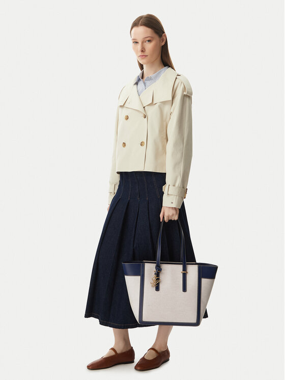 Tommy Hilfiger Tommy Hilfiger Rankinė Th Script Tote Canvas AW0AW18829 Kreminė
