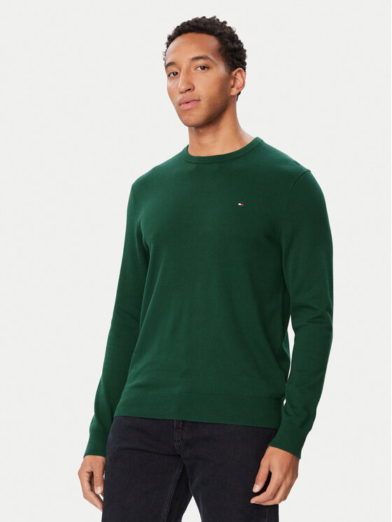 Tommy Hilfiger Pulover Essential Ssnl MW0MW39999 Verde Regular Fit