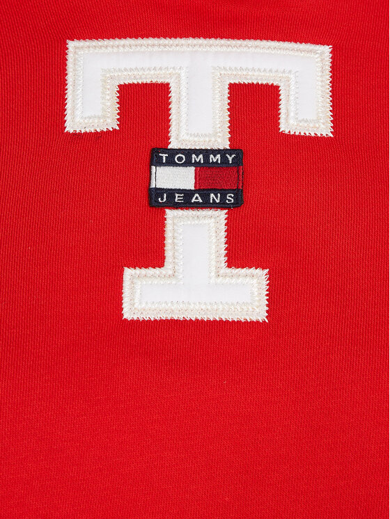 Tommy Jeans Felpa Letterman Flag DW0DW16122 Rosso Relaxed Fit