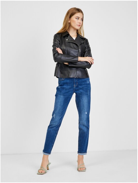 Orsay Orsay Kurtka skórzana 800170660000__34 Czarny Slim Fit