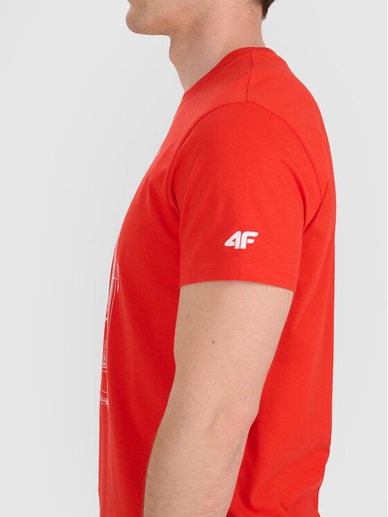 4F 4F T-Shirt 4FRAW25TTSHM3236-62S Κόκκινο Regular Fit