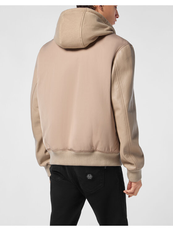 PHILIPP PLEIN PHILIPP PLEIN Kurtka skórzana 26983 Beżowy Regular Fit