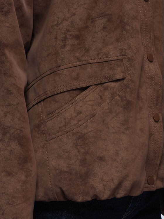 Ombre Ombre Kurtka bomber OW-JT-E0008 Brązowy ciemny Relaxed Fit