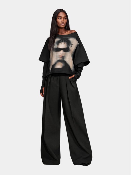 MADE BY SOCIETY MADE BY SOCIETY T-Shirt Tricou PORTRAIT TEE - T27895 Czarny Basic Fit