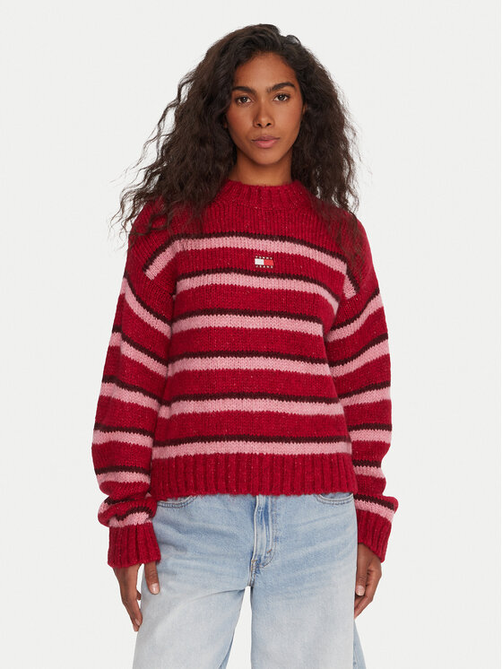 Tommy Jeans Tommy Jeans Svetr Badge DW0DW21679 Červená Relaxed Fit