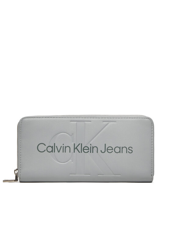Portofel Mare de Damă Calvin Klein Jeans Sculpted Zip Around Mono K60K607634 Gri