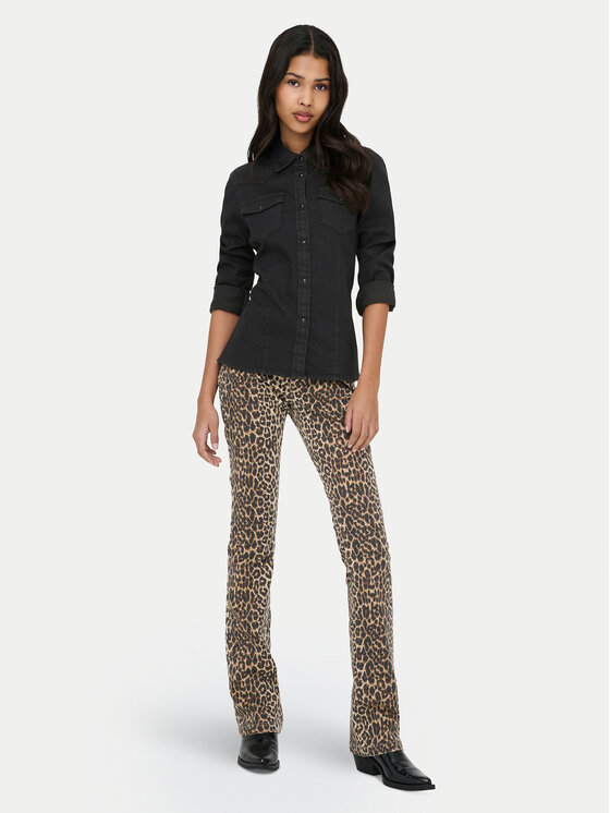 ONLY ONLY džinsiniai marškiniai Sasia 15352339 Juoda Slim Fit