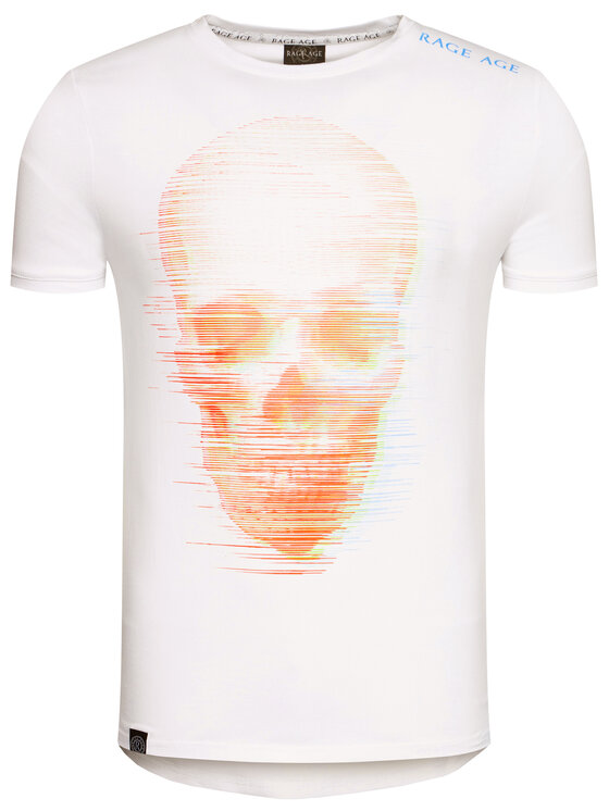 Rage Age Rage Age T-Shirt Holoskull 1 Biały Slim Fit