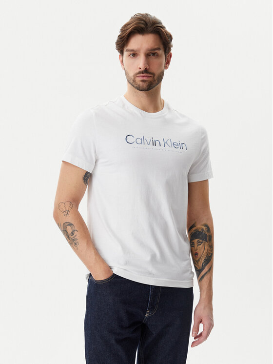 Calvin Klein Calvin Klein T-Shirt Satin Bonded Logo K10K114162 Bílá Regular Fit