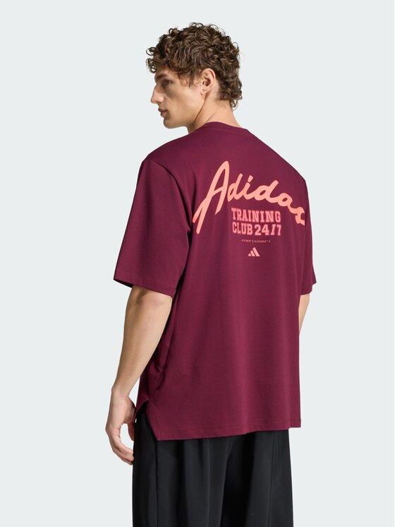 adidas adidas Koszulka techniczna 164725 Czerwony ciemny Oversize