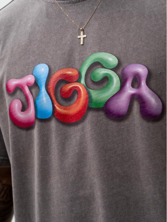 Jigga Wear Jigga Wear T-Shirt Koszulka Z Krótkim Rękawem Oversize Męska Acid Szara Jigga Wear Colorfull M Szary Oversize