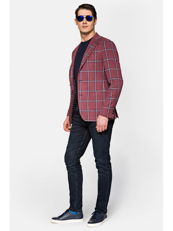 Lancerto Lancerto Marynarka Eleonora Bordowy Slim Fit
