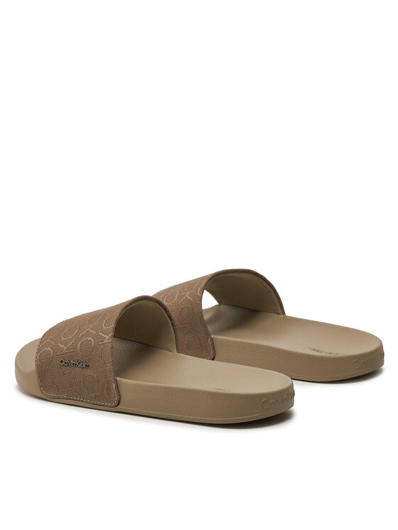 Calvin Klein Calvin Klein Šľapky Pool Slide Wcalvin Met Mono Jacq HW0HW01971 Hnedá