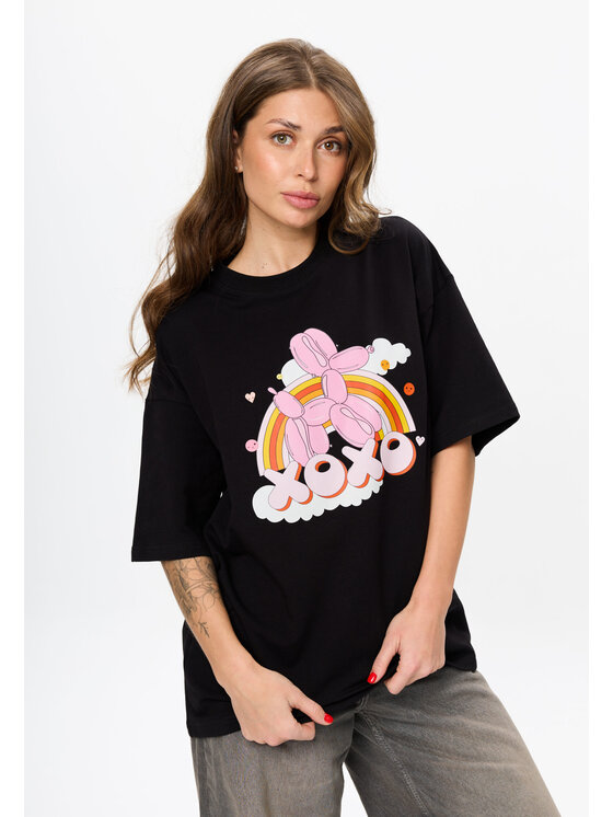 Mirons Mirons T-Shirt Print Biały Oversize