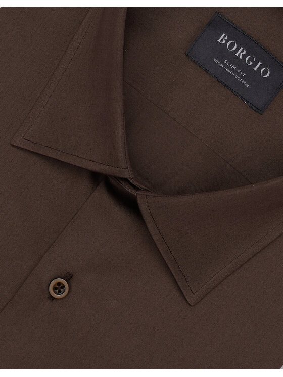 Borgio Borgio Koszula simeria Brązowy Slim Fit