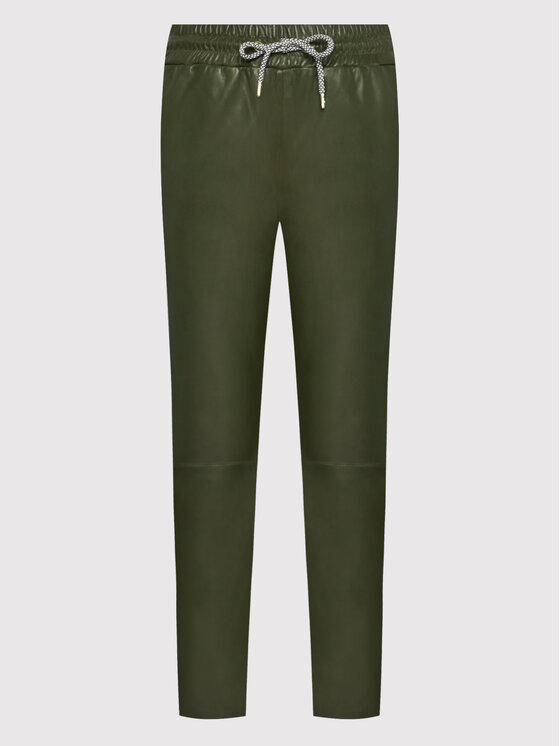 Notes Du Nord Notes Du Nord Кожени панталони Tazz 12504 Зелен Relaxed Fit