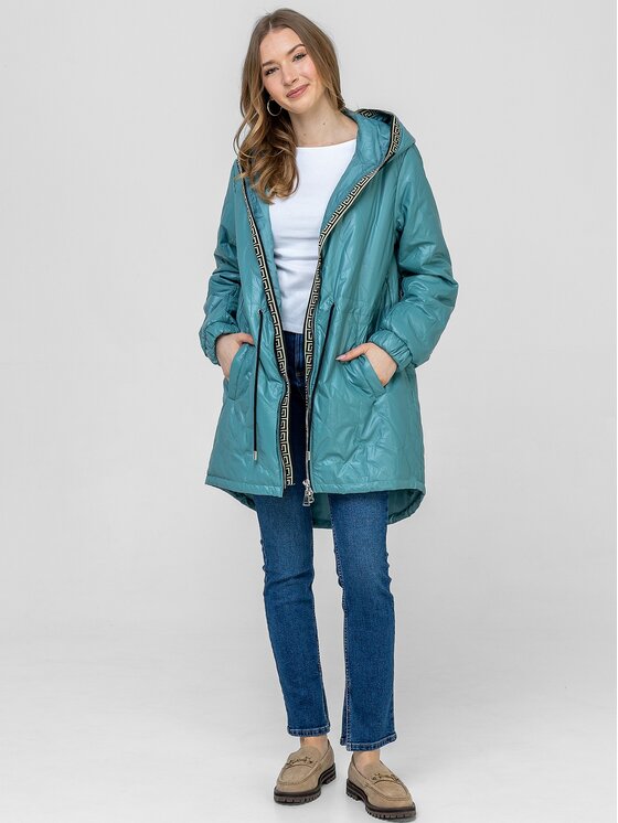 Perso Perso Prechodný kabát BLE238787F Zelená Regular Fit