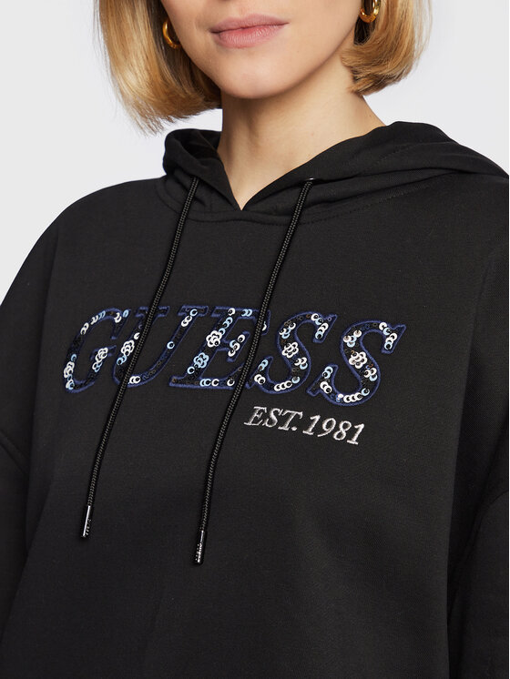 Guess Guess Mikina W3RQ09 KBKM0 Černá Regular Fit