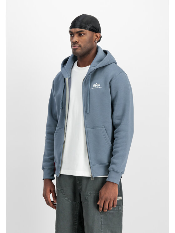 Alpha Industries Alpha Industries Mikina Basic Small Logo Zip Hoodie Modrá Regular Fit