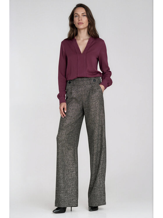 NIFE NIFE Kalhoty z materiálu SD162 Černá Regular Fit