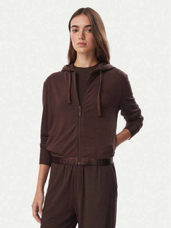 Guess Guess Mikina O6GQ01 KCQP2 Hnědá Regular Fit