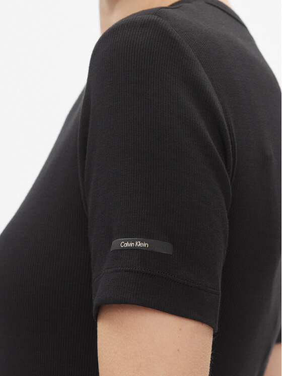 Calvin Klein Calvin Klein Tričko Modal Rib Ss Tee K20K206404 Čierna Slim Fit
