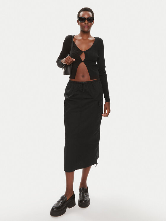 Brave Soul Brave Soul Midi suknja LSKW-272KELISBK Crna Straight Fit