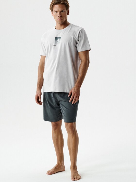 Atlantic Atlantic Piżama Palm Szary Regular Fit
