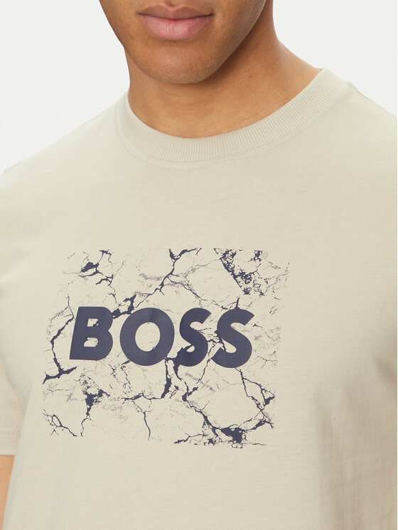 BOSS BOSS T-Shirt Logo Space 50539186 Beżowy Regular Fit