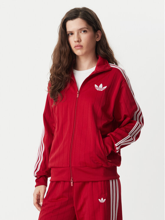 adidas Суитшърт Pinstripe Firebrid Loose Tracktop KS9984 Червен Regular Fit