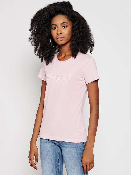 T-shirt Donna GUESS W4YI05 K8HM0 | Maglietta Bianca Cotone, Girotondo, Logo Patch