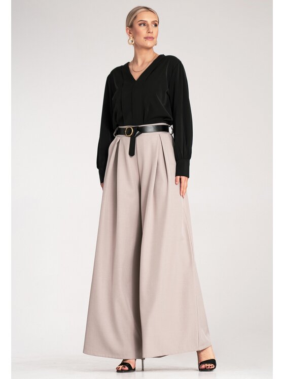 FIGL FIGL Pantaloni di tessuto M1134 Beige Palazzo Fit