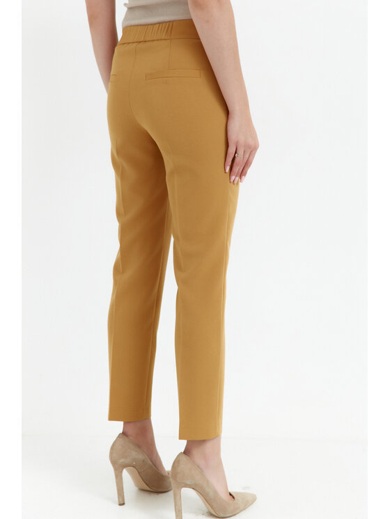 Makover Makover Spodnie damskie K055 Żółty Regular Fit