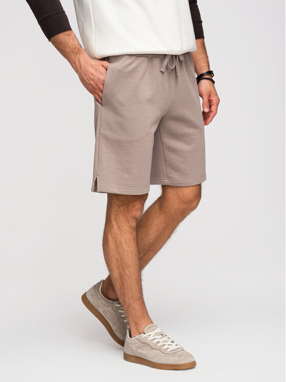 Ombre Ombre Szorty materiałowe OM-SRSK-0196 Beżowy Regular Fit