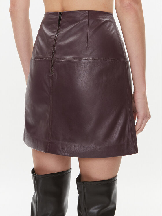 Ted Baker Ted Baker Kožna suknja Valiat 241424 Tamnocrvena Regular Fit
