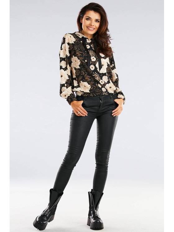 Awama Awama Bluzka A369 Brązowy Basic Fit