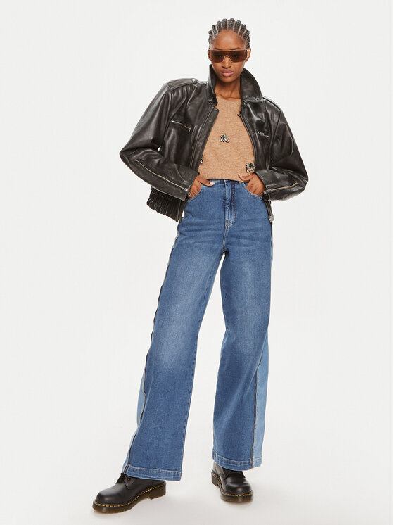 Munthe Munthe Jeans hlače Obbia 242140024207 Modra Wide Leg