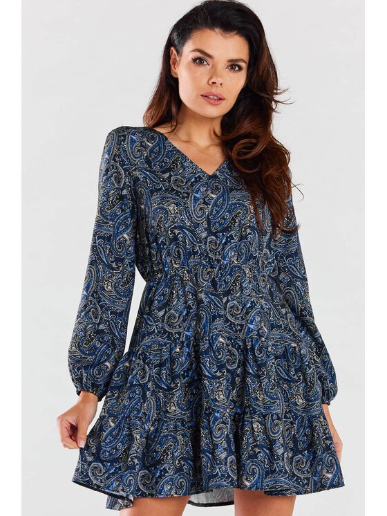 Awama Awama Sukienka codzienna A470 Granatowy Basic Fit