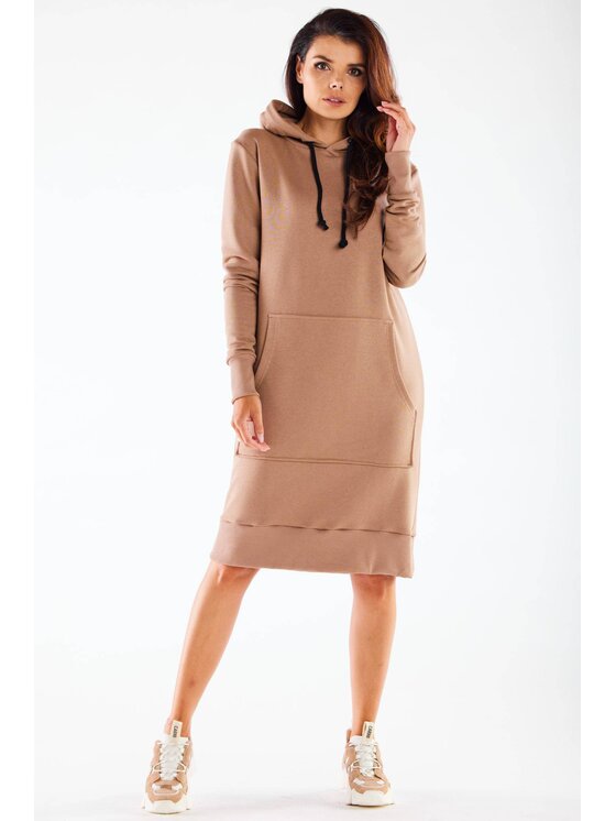 Infinite You Infinite You Sukienka dzianinowa M273 Beżowy Basic Fit
