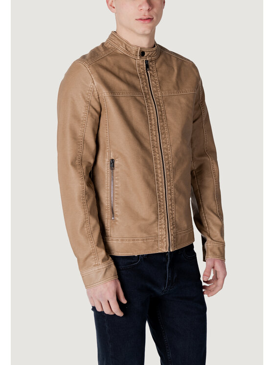 Jack&Jones Jack&Jones Giacca di pelle JJEWARNER WASHED PU JACKET NOOS Beige Casual Fit