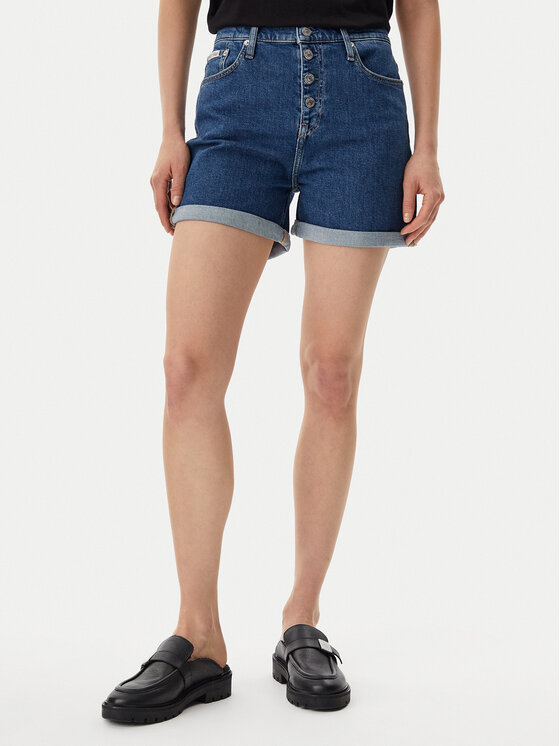 Calvin Klein Jeans Calvin Klein Jeans Džínové šortky J20J225512 Tmavomodrá Mom Fit