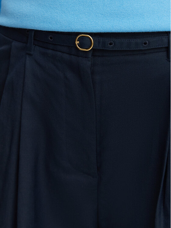 Tommy Hilfiger Tommy Hilfiger Riidest püksid WW0WW48884 Tumesinine Wide Leg