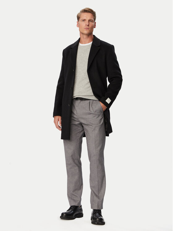 Calvin Klein Calvin Klein Vlnený kabát LV04LH444G Čierna Regular Fit
