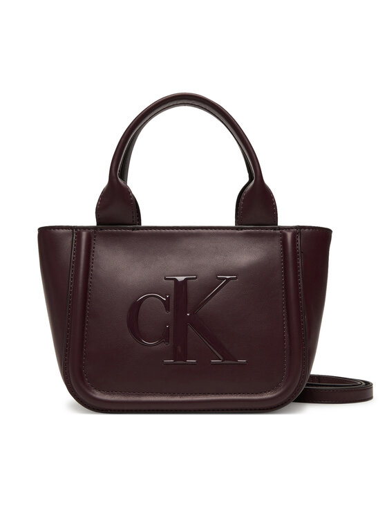 Calvin Klein Torebka Bold Ck Small Tote With Strap LV04F3219G Bordowy