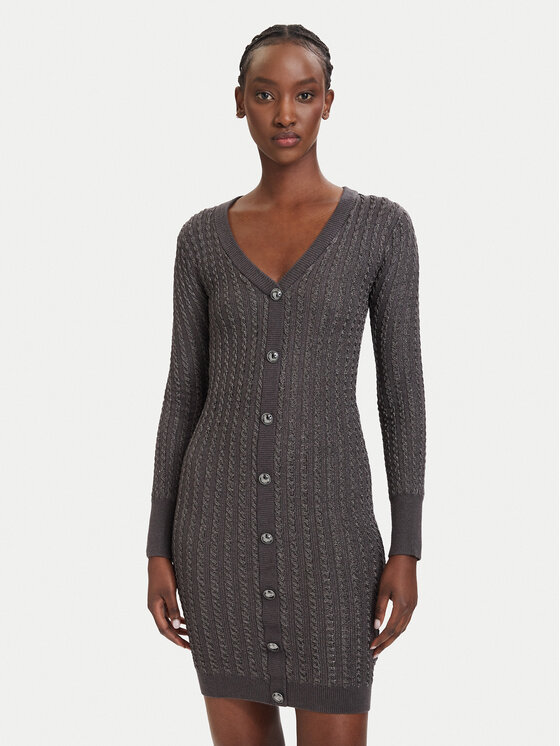 Guess Guess Trikotažinė suknelė W5RK09 Z3KT0 Pilka Bodycon Fit