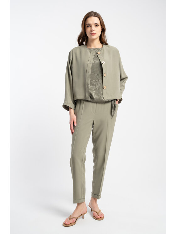 CLICK Bavlnené nohavice 30-419 Zelená Skinny Fit
