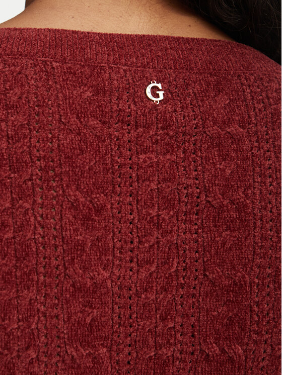 Guess Guess Sukienka dzianinowa W6BK31 Z1443 Bordowy Regular Fit